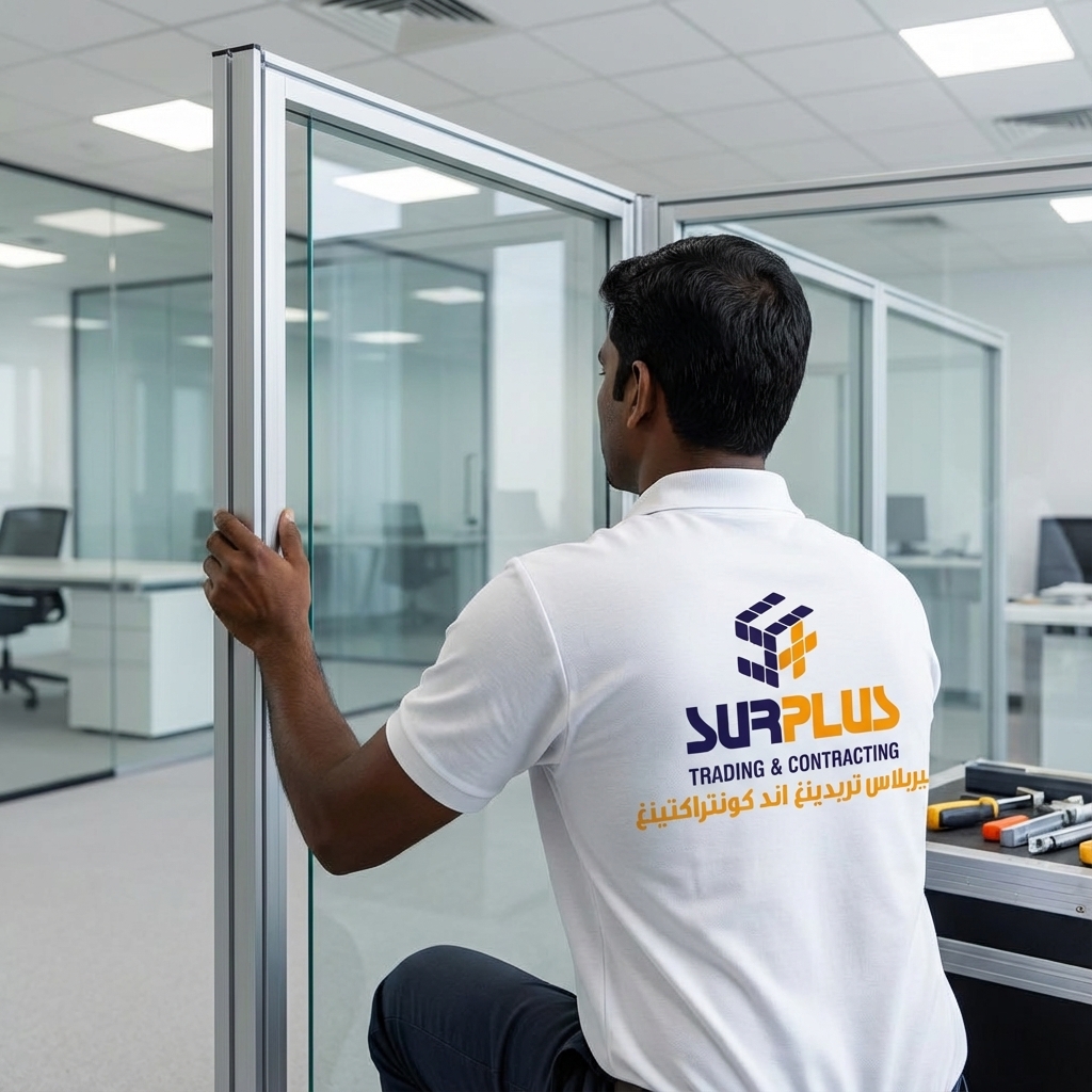 Modern glass office partitions installation